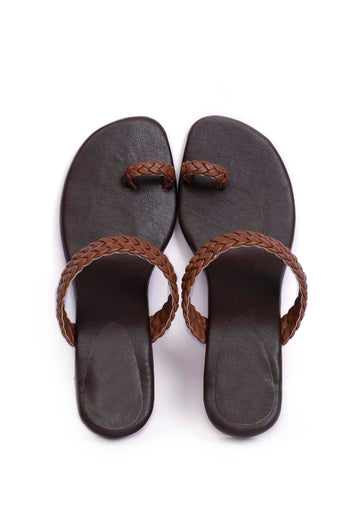 Cruelty-Free Coffee Brown Sandals with Knotted Design for Women